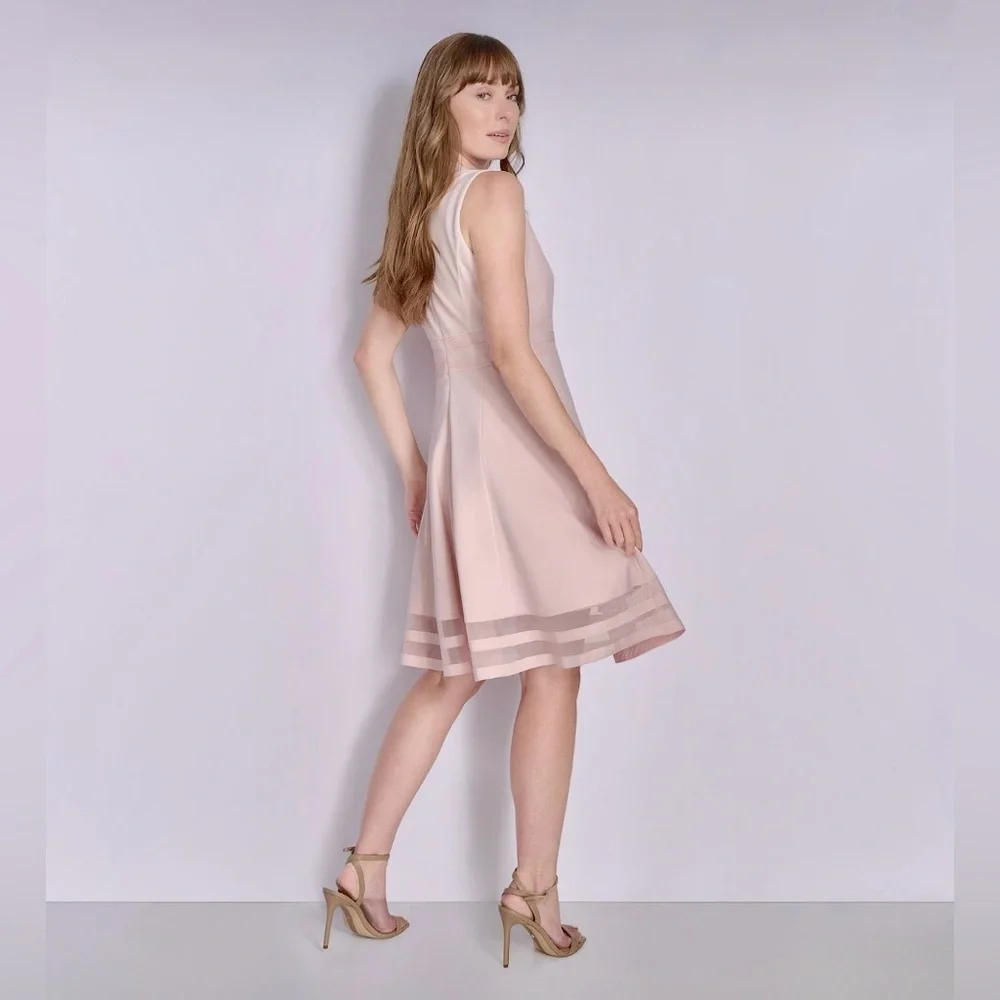 Andrew Marc Scoopneck Sleeveless A-Line Mini Dress Dusty Pink Women’s Size 8 NWT - Picture 2 of 14